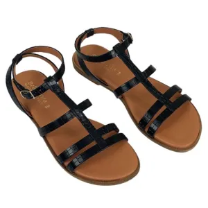 Bella Vita Woman’s Black Leather Croc Sandals Size 7.5 M NEW