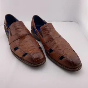 Belvedere Men's‎ Brown Leather Sandals Ostrich Skin Connors Size 9