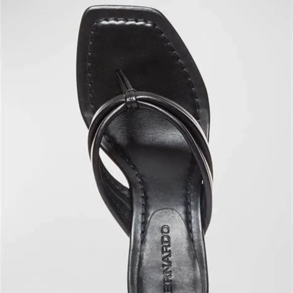 BERNARDO Miami Flair Sandals in Black Glove Leather Size 7.5 New