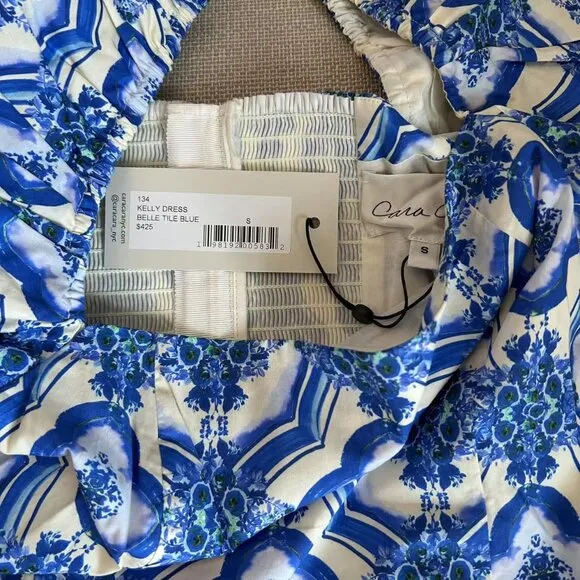 BEST Cara Cara Kelly Mini Dress Small/Meduim Belle Tile Blue Floral Cocktail