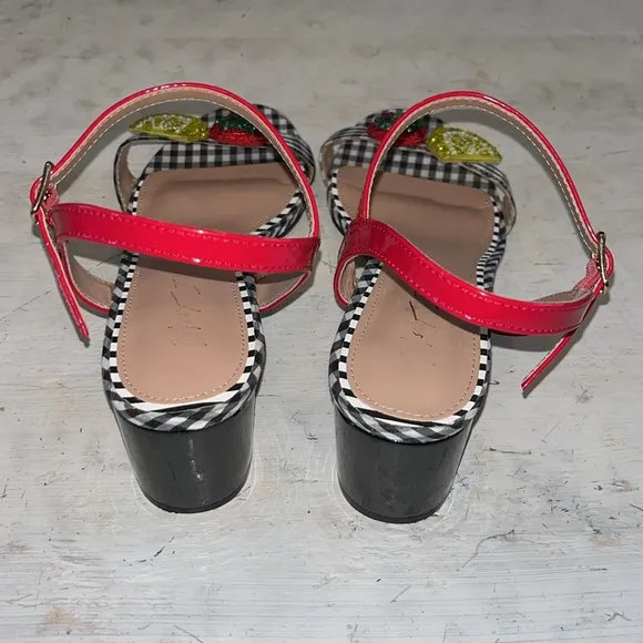 Betsey Johnson Fruit Strap Maliah GinghamSandal Shoe Block Heel | size 10