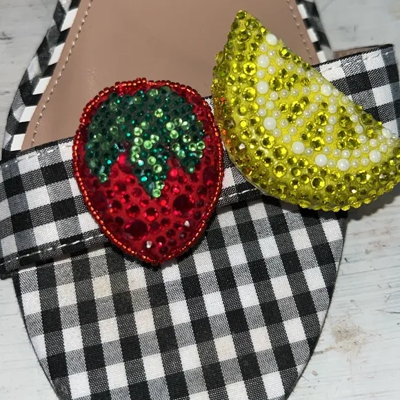 Betsey Johnson Fruit Strap Maliah GinghamSandal Shoe Block Heel | size 10