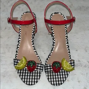 Betsey Johnson Fruit Strap Maliah GinghamSandal Shoe Block Heel | size 10