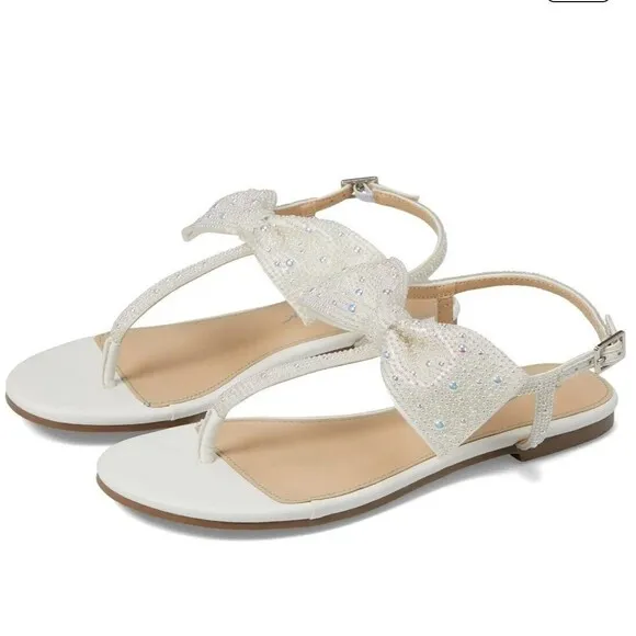 Betsey Johnson Kids Sasha Embellished Thong Ankle Strap Sandels Big Girls Size 4