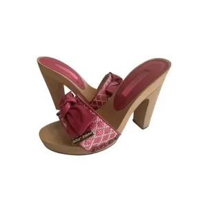BETSEY JOHNSON Vintage Y2K Pink Wood Sandals Heels Size 6
