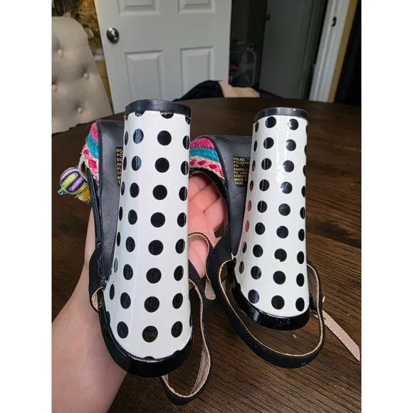 Betsey Johnson Womens Polka Fabric - Special Occasion Slingback Platform Size 5M