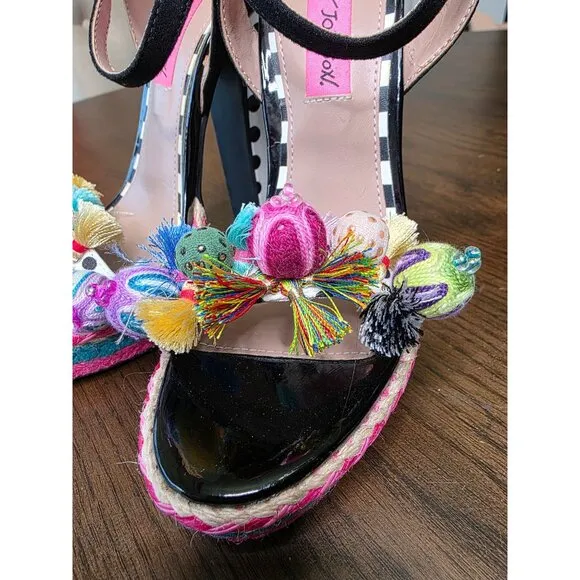 Betsey Johnson Womens Polka Fabric - Special Occasion Slingback Platform Size 5M