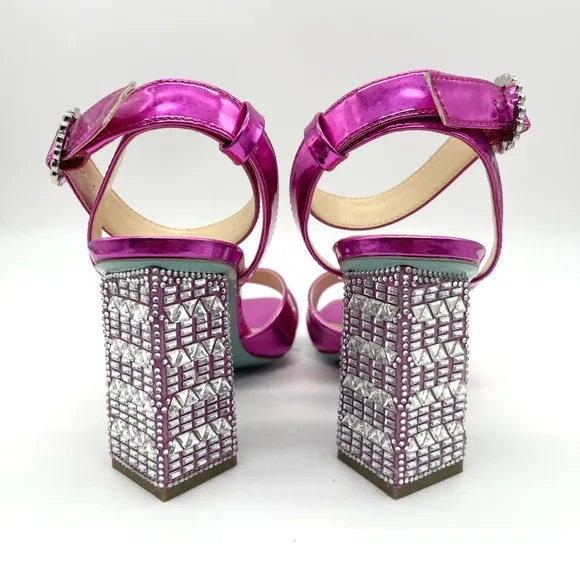 Betsey Johnson Women's Sb-Bell Heel Fuchsia Parent Silver Strappy Dressy Sandals