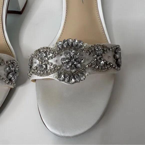 Betsey Johnson Women's SB-Mel Ivory Embellished Heeled Bridal Sandal Size 8