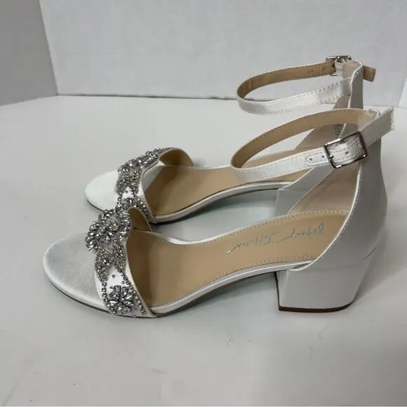 Betsey Johnson Women's SB-Mel Ivory Embellished Heeled Bridal Sandal Size 8