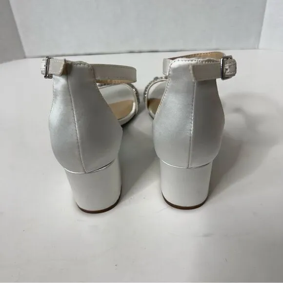 Betsey Johnson Women's SB-Mel Ivory Embellished Heeled Bridal Sandal Size 8