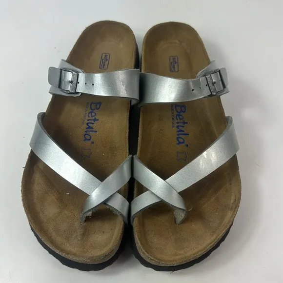 Betula By Birkenstock Mia Metal Silver Birko-flor Sandals