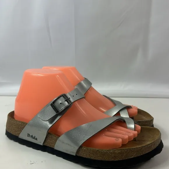 Betula By Birkenstock Mia Metal Silver Birko-flor Sandals