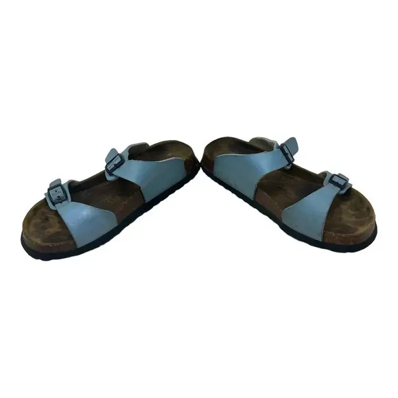 Betula Original Birkenstock 240 Light Blue Leather Slide Sandals Size 37 US 6