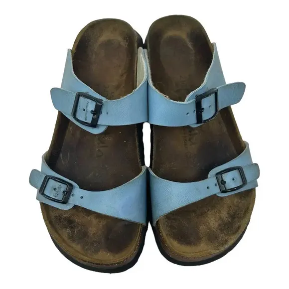 Betula Original Birkenstock 240 Light Blue Leather Slide Sandals Size 37 US 6
