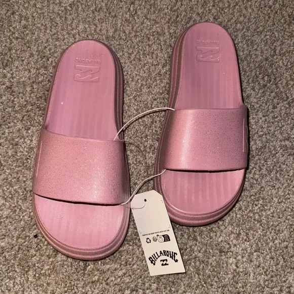 Billabong Pink Cushion Glitter Platform Slides