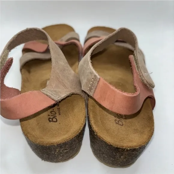 Bio-Gold Genuine Leathet Sandals Made In Italy Brick/Taupe Cushion Women’s Sz 8