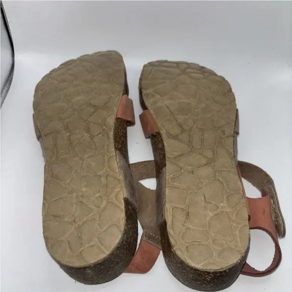 Bio-Gold Genuine Leathet Sandals Made In Italy Brick/Taupe Cushion Women’s Sz 8