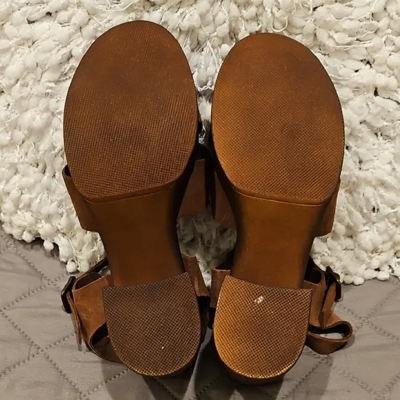 BioNatura Brown Platform Suede Sandals with Chunky Heel