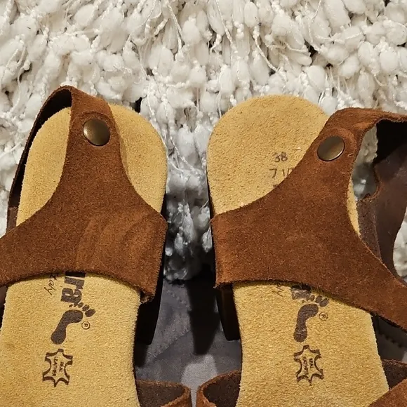 BioNatura Brown Platform Suede Sandals with Chunky Heel