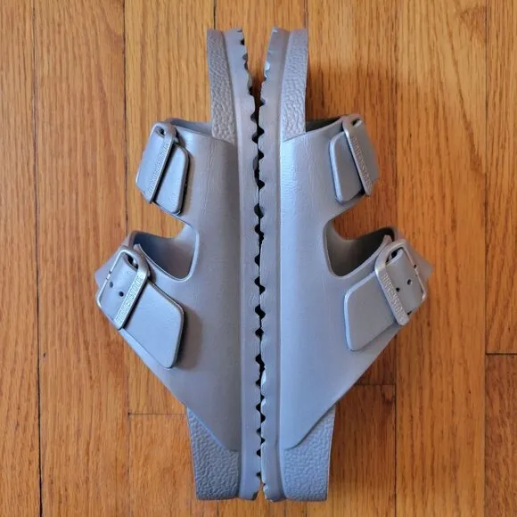 Birkenstock 39 Silver Gray Lightweight EVA Water Sandals 2 Strap ARIZONA 8 Narro
