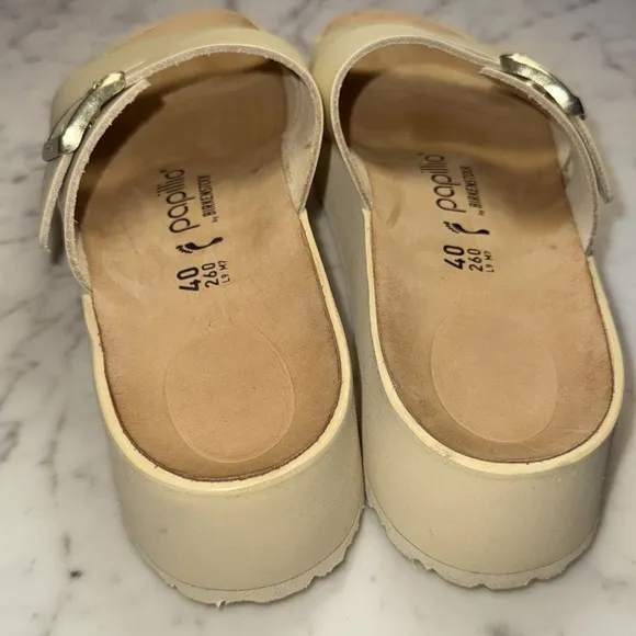 Birkenstock Almina Papillio Platform Sandals Ecru Leather EU 40 Womens US 9 -9.5