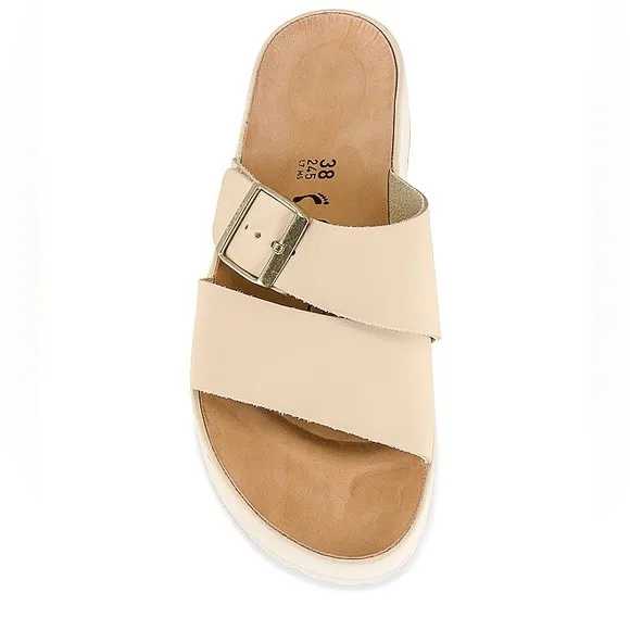 Birkenstock Almina Papillio Platform Sandals Ecru Leather EU 40 Womens US 9 -9.5
