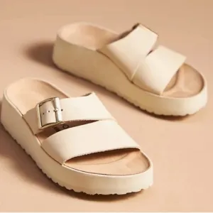 Birkenstock Almina Papillio Platform Sandals Ecru Leather EU 40 Womens US 9 -9.5