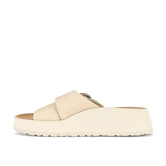 Birkenstock Almina Papillio Platform Sandals Ecru Leather EU 40 Womens US 9 -9.5
