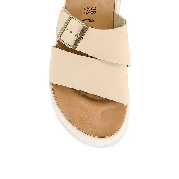 Birkenstock Almina Papillio Platform Sandals Ecru Leather EU 40 Womens US 9 -9.5