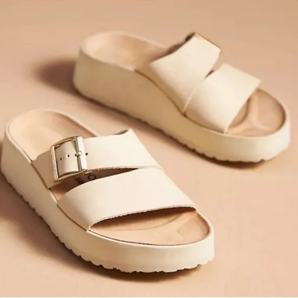 Birkenstock Almina Papillio Platform Sandals Ecru Leather EU 40 Womens US 9 -9.5