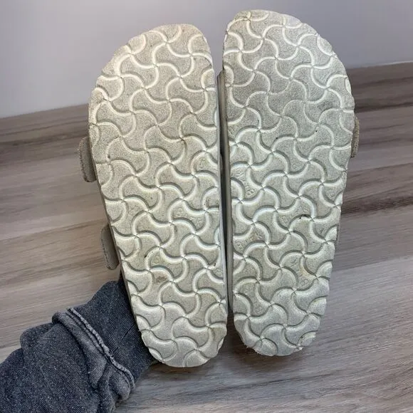 Birkenstock Arizona Big Buckle White Leather Sandals Womens Size 37 US 6