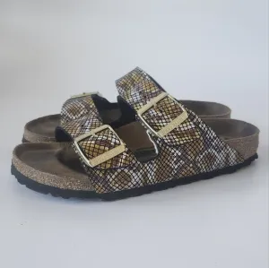Birkenstock Arizona Embossed Sandal Snake Python Gold Women’s Size 37 / 6-6.5 US