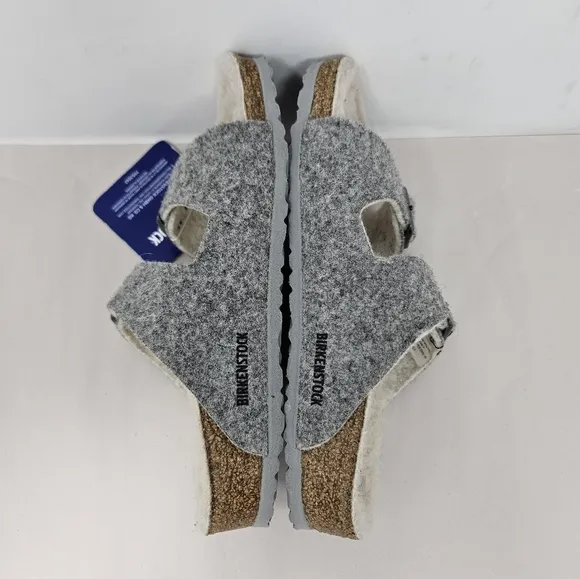 Birkenstock Arizona Kids Sandels sz 32=1-1.5 Gray Wool Upper Sherling Footbed