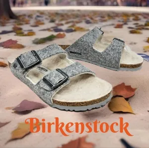 Birkenstock Arizona Kids Sandels sz 32=1-1.5 Gray Wool Upper Sherling Footbed