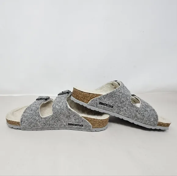Birkenstock Arizona Kids Sandels sz 32=1-1.5 Gray Wool Upper Sherling Footbed