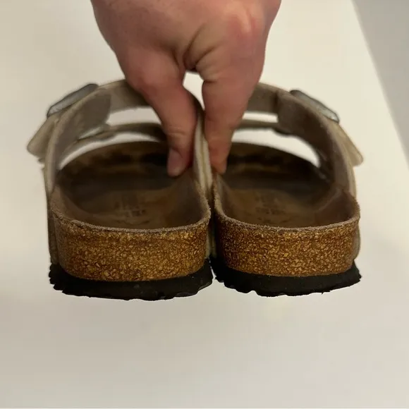 Birkenstock Arizona Metallic Beige Glitter Soft Footbed Sandals Size 38