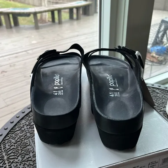 BIRKENSTOCK ARIZONA PAPILLIO FLEX PLATFORM SANDALS IN BLACK 41 10 NARROW