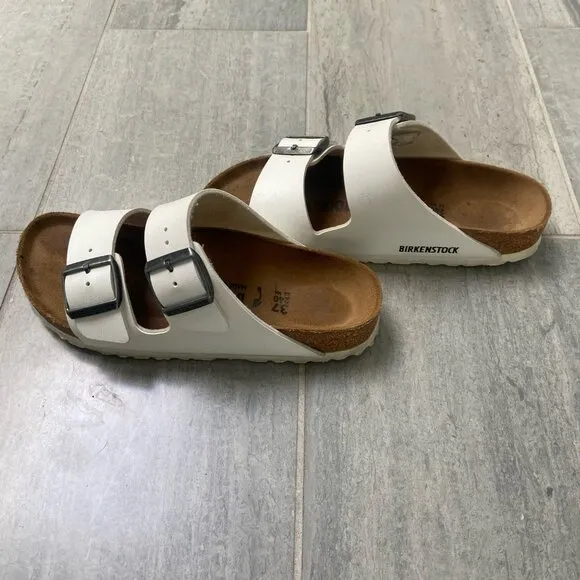 Birkenstock Arizona Sandals Leather White Size 6-6.5 (EU 37)