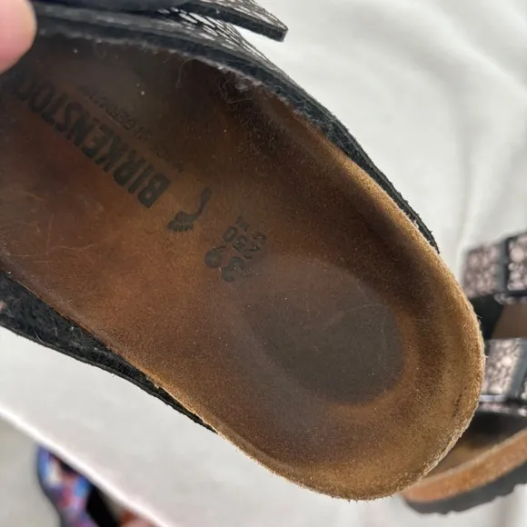 Birkenstock Arizona Sandals Metallic Bronze Leather Slides Size 39