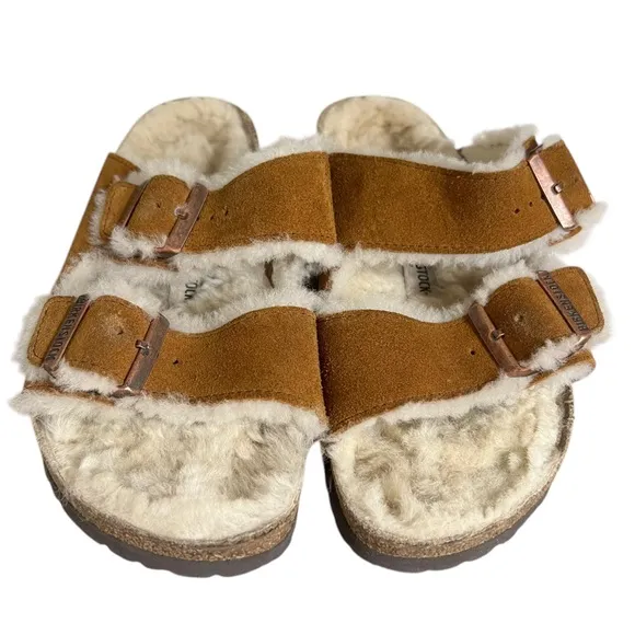 Birkenstock Arizona Shearling-Lined Sandals Size 39 L8