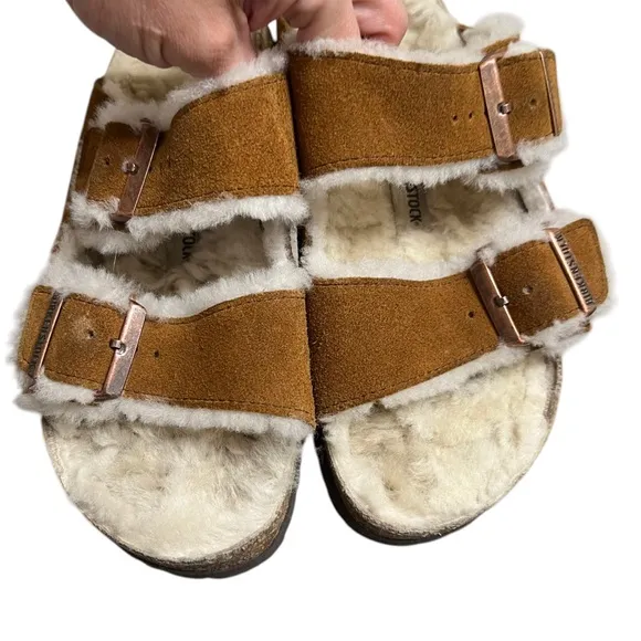 Birkenstock Arizona Shearling-Lined Sandals Size 39 L8