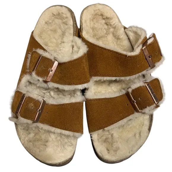 Birkenstock Arizona Shearling-Lined Sandals Size 39 L8
