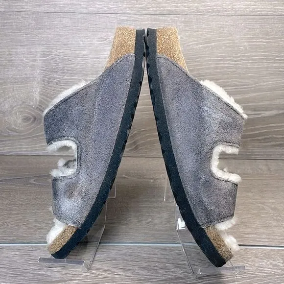 Birkenstock Arizona Shearling Lined Gray Women’s Sz 5/EU 36 Slip On Slide Sandal