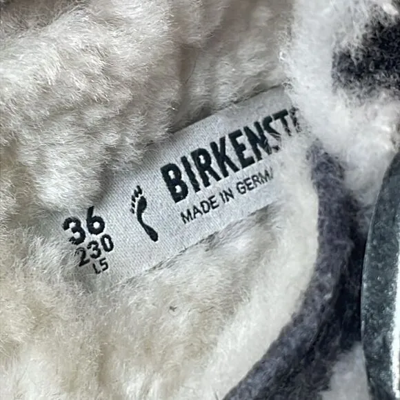 Birkenstock Arizona Shearling Lined Gray Women’s Sz 5/EU 36 Slip On Slide Sandal