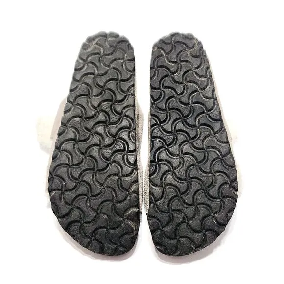 Birkenstock Arizona Shearling Sandal Size 37 Waxy Leather Oiled Iron Gray Slides