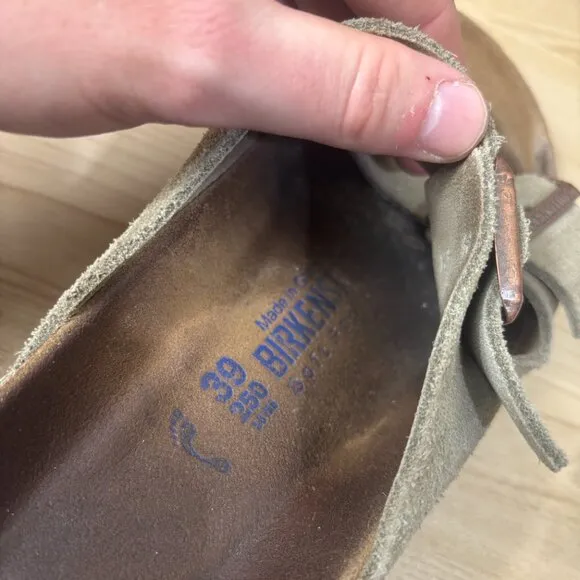 Birkenstock Arizona Soft Footbed Suede Leather Sandals Womens 39 Taupe Brown