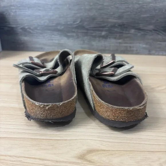 Birkenstock Arizona Soft Footbed Suede Leather Sandals Womens 39 Taupe Brown