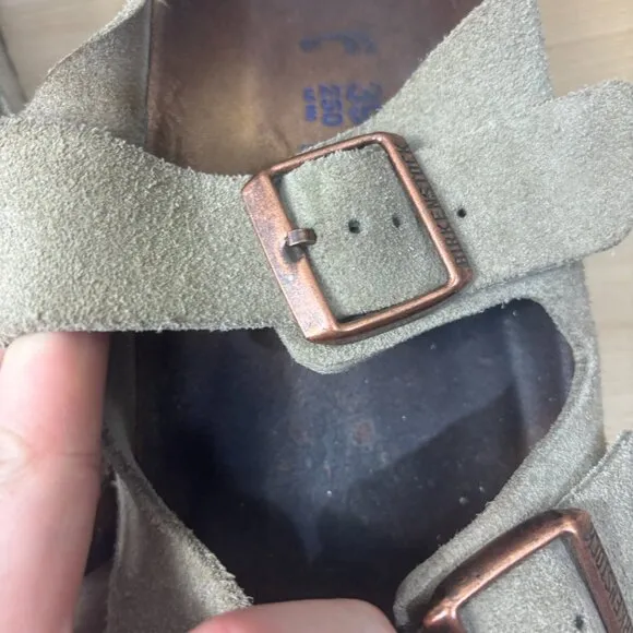 Birkenstock Arizona Soft Footbed Suede Leather Sandals Womens 39 Taupe Brown