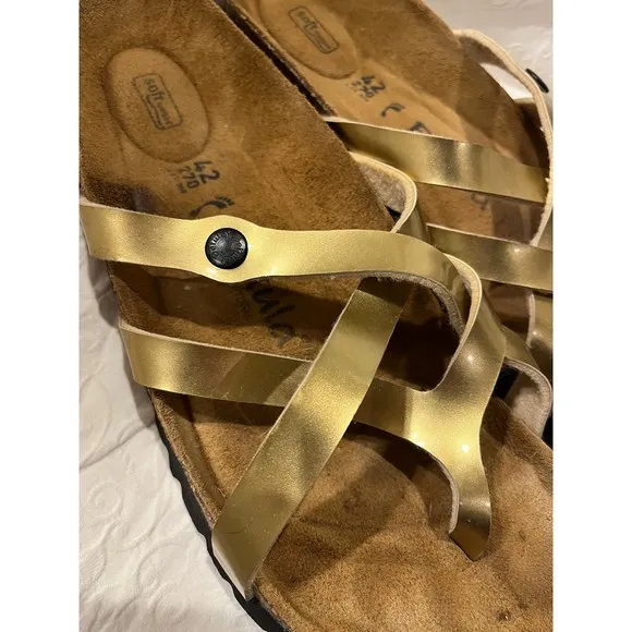 Birkenstock Betula Vinja Gold Thongs size 42 Slip on Sandals